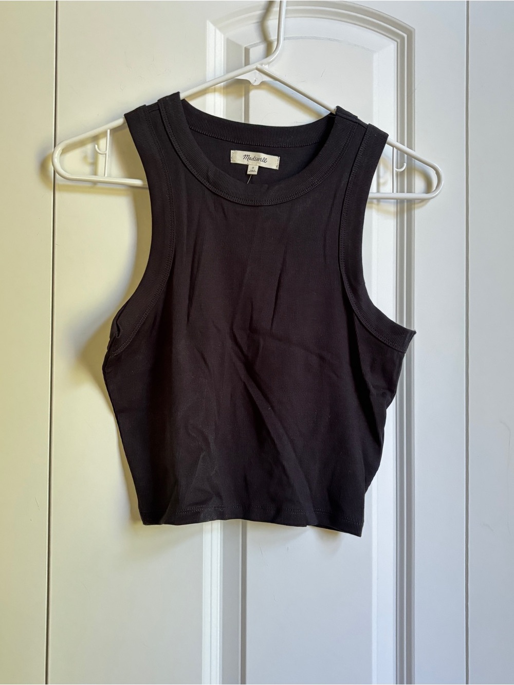 NWT Madewell Black Ribbed Cropped Tank Top